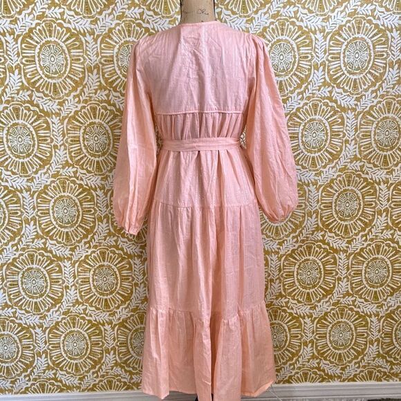 Emerson Fry India Collection Heirloom Lurex Stripe Cotton Midi Dress size XS/S - Picture 11 of 13